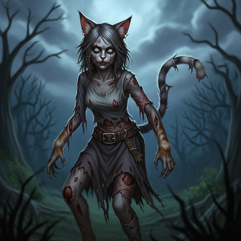 Chica Neko Zombie: A Spooky Cat-Inspired Undead