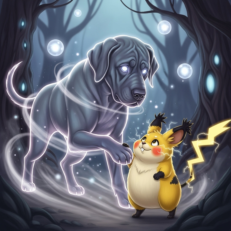 Spanish Mastiff and Ghost Pokémon Playtime Spanish Mastiff and Ghost Pokémon Playtime