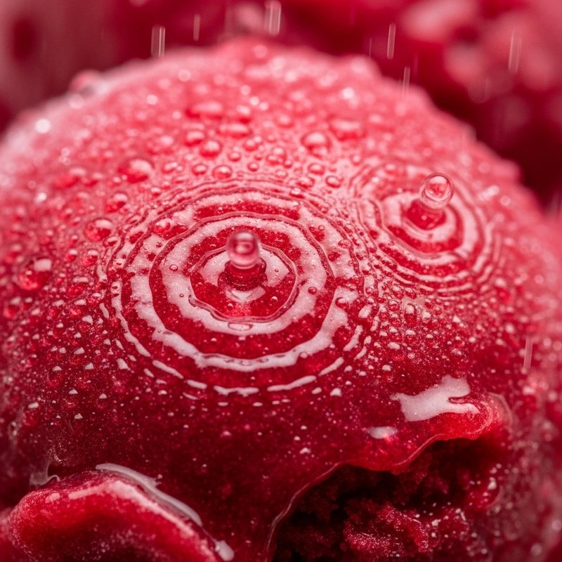 Sorbet Raspberry Rainwater Texture | Detailed Zoom-In Patterns