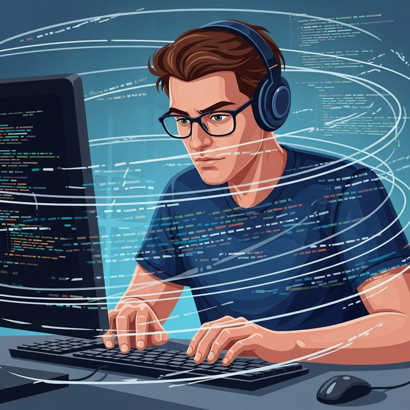 Passionate Male Developer Engrossed in Coding