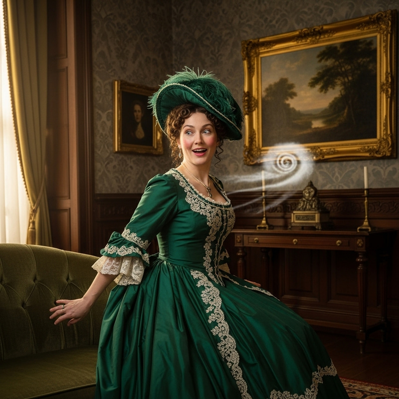 Humorous Elegant Lady Emitting Jovial Puff of Air Humorous Elegant Lady Emitting Jovial Puff of Air