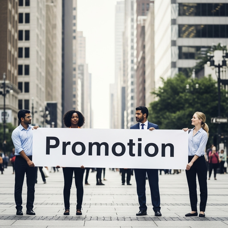 Promotion in City Center - Diverse Multicultural Banner Scene