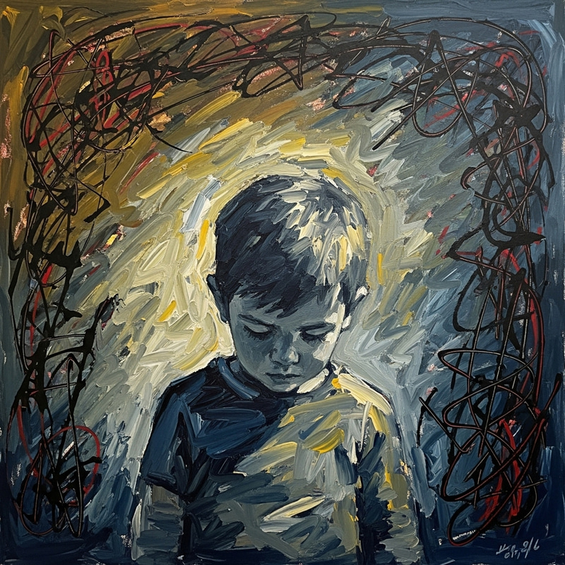 Lonely Child in Abstract Expressionism Art
