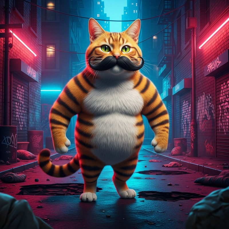 Majestic Mustachioed Cat In Tough City