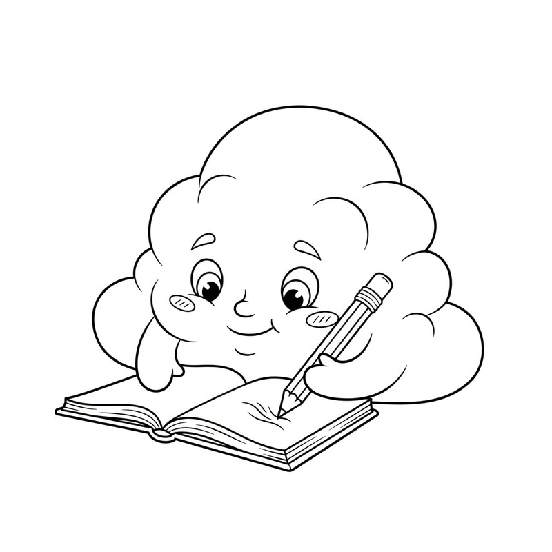 Enchanting Whimsical Cloud Coloring Page for Children | High-res Adobe Page Enchanting Whimsical Cloud Coloring Page for Children | High-res Adobe Page