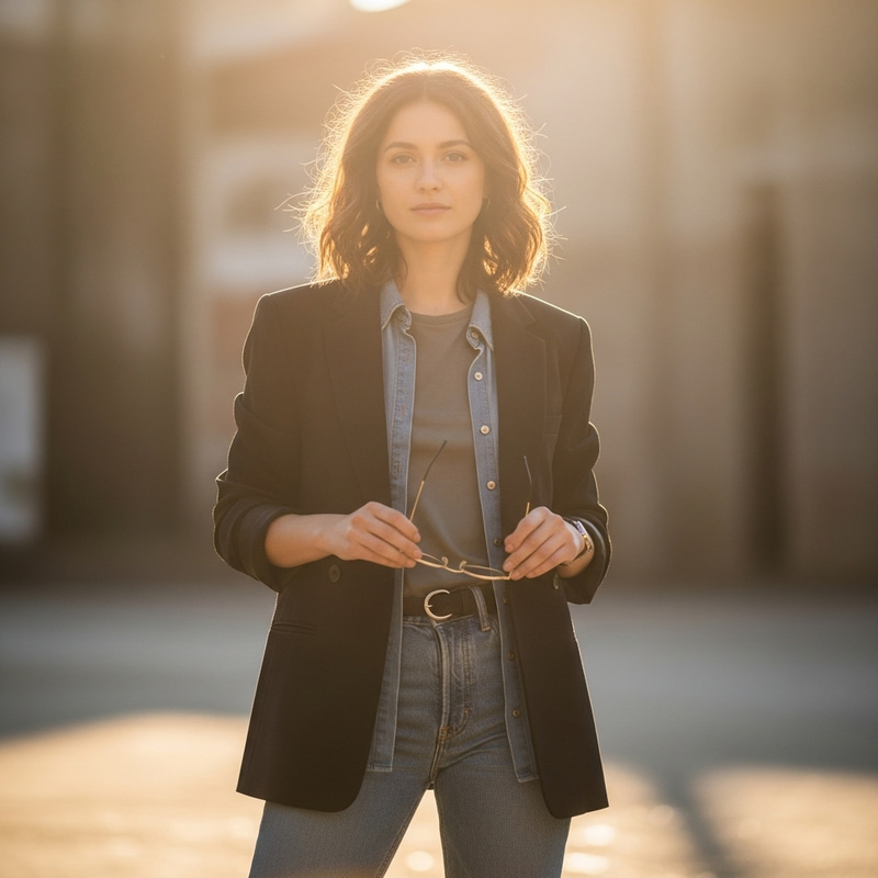 Caitlien Clark: Confident Woman in Stylish Outfit and Glasses Caitlien Clark: Confident Woman in Stylish Outfit and Glasses