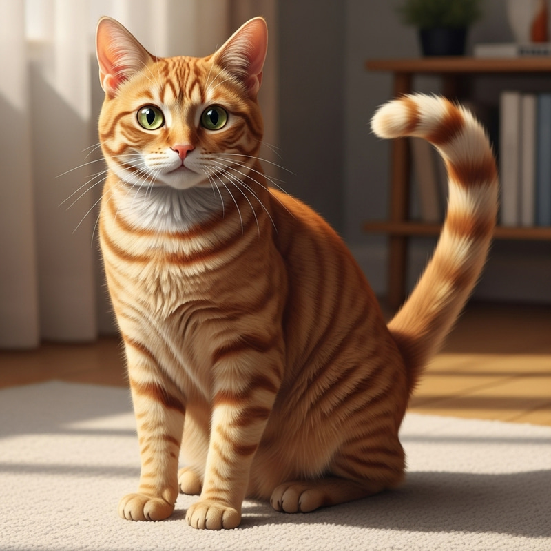 Ginger Domestic Cat - Graceful Indoor Pose Ginger Domestic Cat - Graceful Indoor Pose