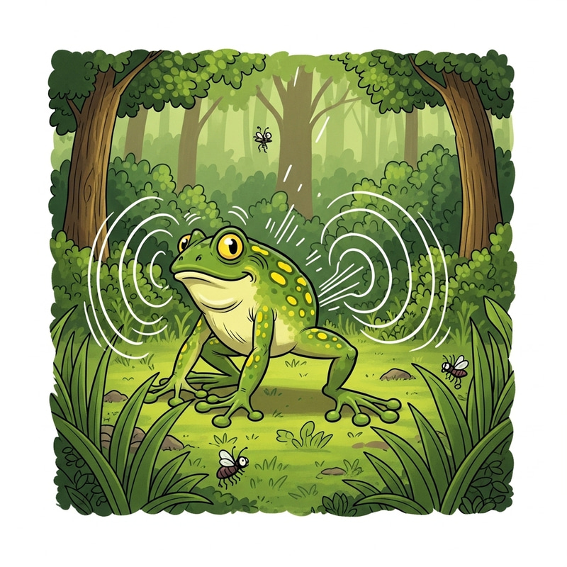 Funny Frog Farting in a Cartoon Forest Funny Frog Farting in a Cartoon Forest