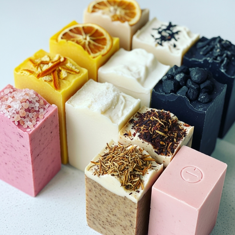 Assorted Natural Artisan Handmade Soaps: Pink Clay, Yellow Peel, White, Charcoal, Rooibos Tea Assorted Natural Artisan Handmade Soaps: Pink Clay, Yellow Peel, White, Charcoal, Rooibos Tea