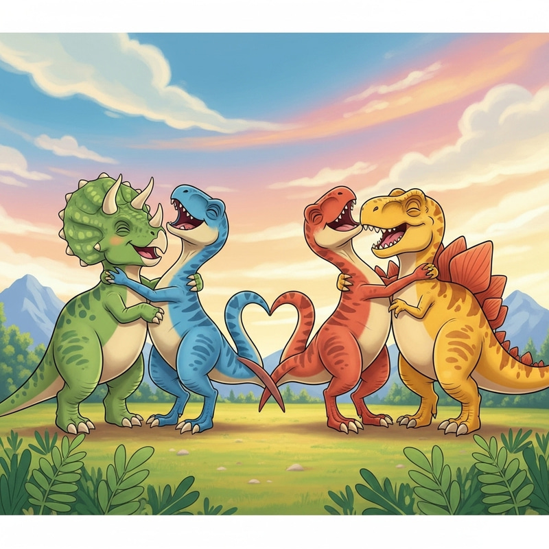 Cute Hugging Dinosaur Couples for Boyfriend | Heartwarming Dino Romance Cute Hugging Dinosaur Couples for Boyfriend | Heartwarming Dino Romance
