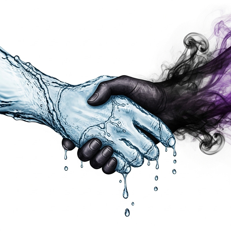 Symbolic Water Hand and Corruption Hand Artwork Symbolic Water Hand and Corruption Hand Artwork
