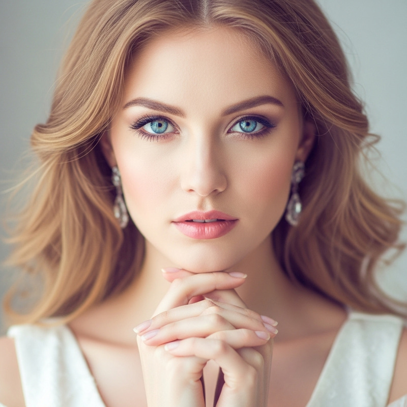 Dreamy Blonde in Ethereal White Gown | Enchanting Portrait Dreamy Blonde in Ethereal White Gown | Enchanting Portrait