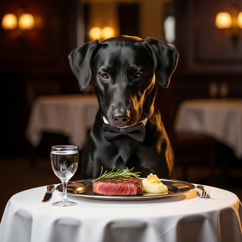 Luxurious Black Dog Eating Posh Luxurious Black Dog Eating Posh