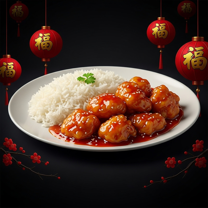 Hyperrealistic Chinese Orange Chicken Dish Hyperrealistic Chinese Orange Chicken Dish