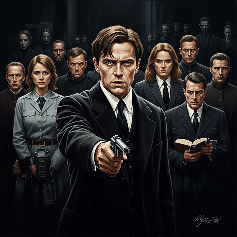 Dark and Contrasting Illustration of Crime and Punishment Scene Dark and Contrasting Illustration of Crime and Punishment Scene