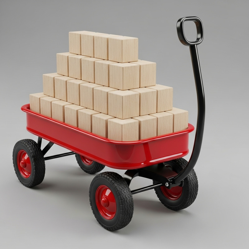 Red Wagon with Blank Square Blocks | Kids Wooden Toy Fun Red Wagon with Blank Square Blocks | Kids Wooden Toy Fun