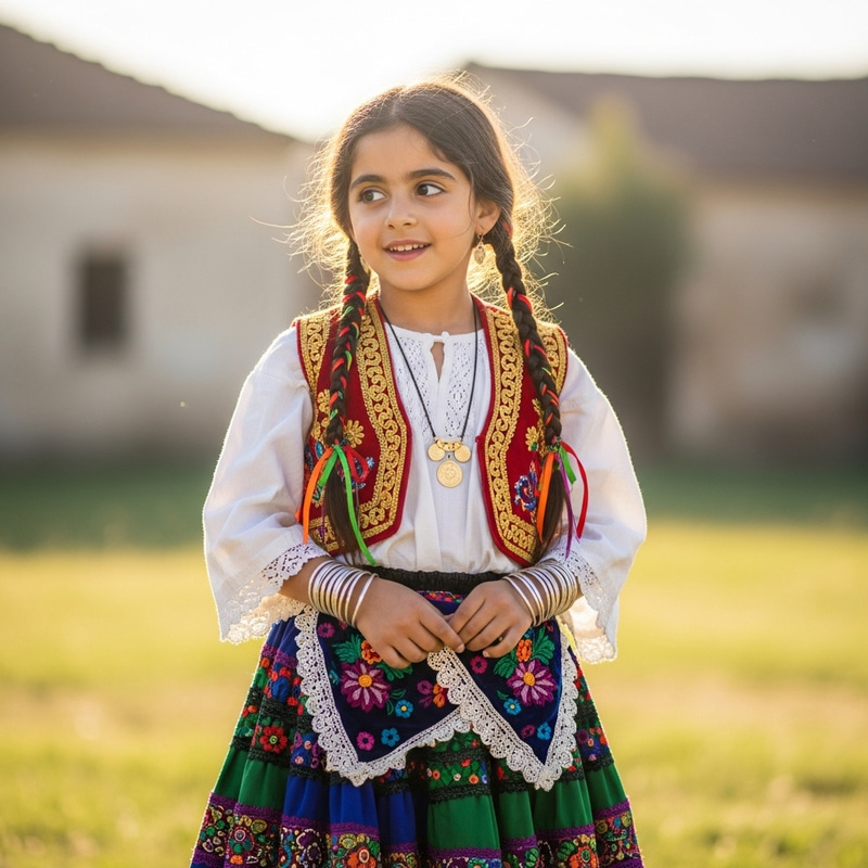 Colorful Romani Girl in Bright Clothing Colorful Romani Girl in Bright Clothing