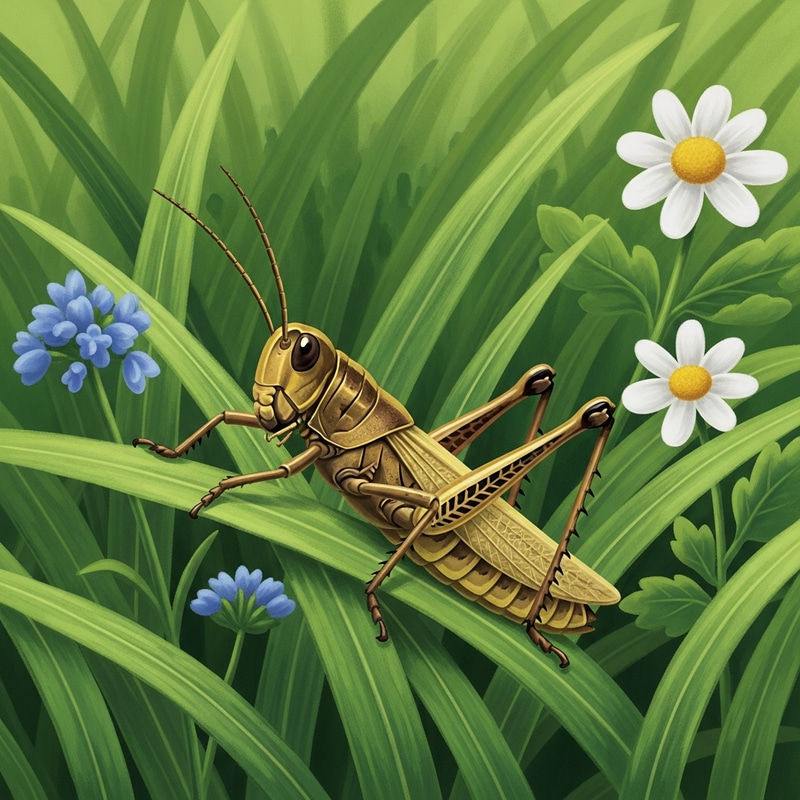 Charming Grasshopper in Lush Greenery | Garden Delight Charming Grasshopper in Lush Greenery | Garden Delight