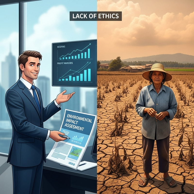 Illustration of Moral Decadence: Corporate Greed vs Ethical Consequences