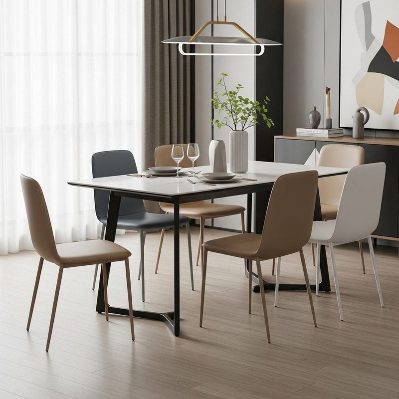 Modern Dining Set for Four - Minimalist Design & Earthy Tones Modern Dining Set for Four - Minimalist Design & Earthy Tones