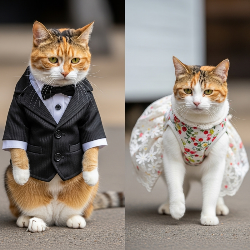 Sad Cats in Fancy Outfits: A Unique Perspective Sad Cats in Fancy Outfits: A Unique Perspective