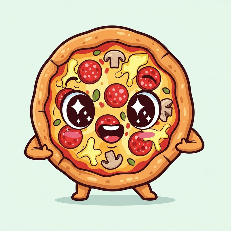 Cute Cartoon Pizza - Fun Carry Out Option