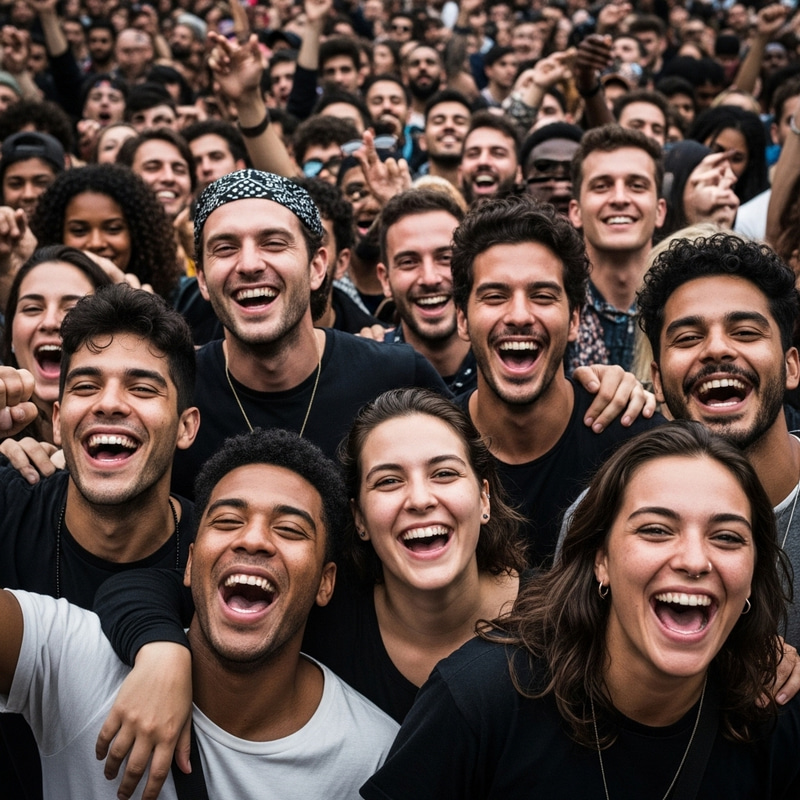 Joyful Crowd Smirking with Excitement | Human Euphoria Event Joyful Crowd Smirking with Excitement | Human Euphoria Event