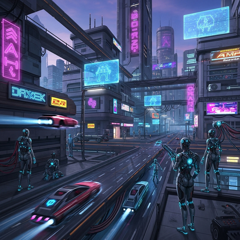Futuristic Cybernetic Cityscape | High-Tech Imagery Futuristic Cybernetic Cityscape | High-Tech Imagery
