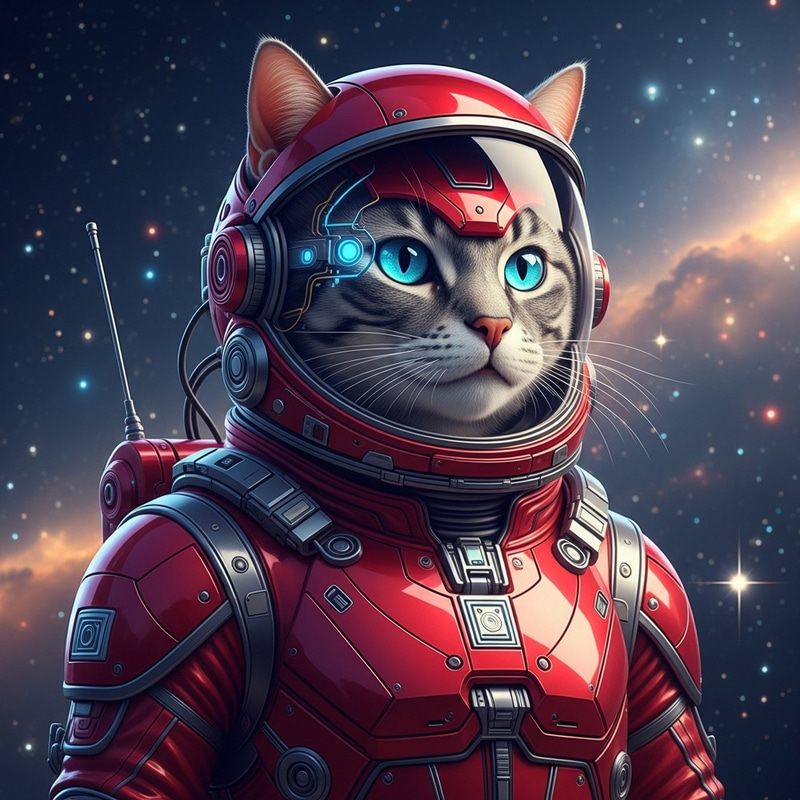 Futuristic Cat in Advanced Space Suit