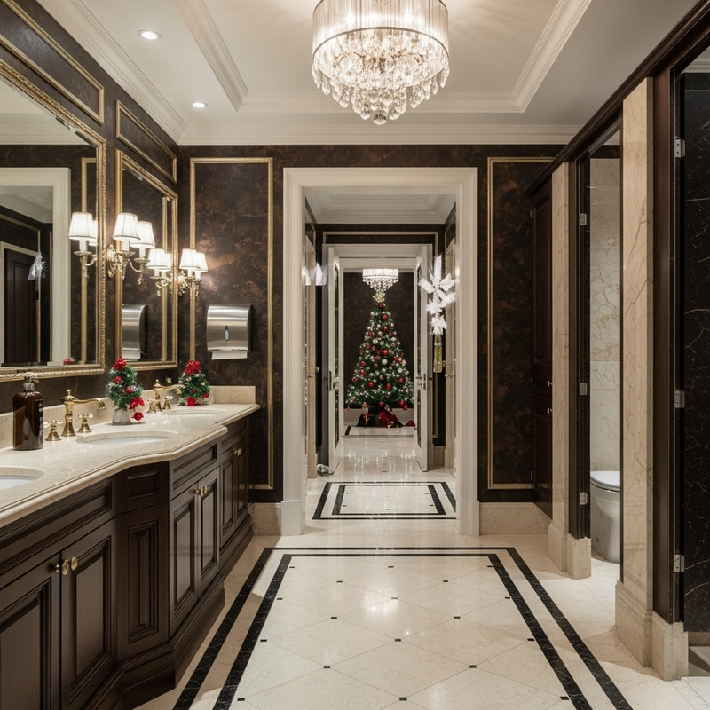 Luxurious Christmas Vibe in Spacious, Lavish Restroom