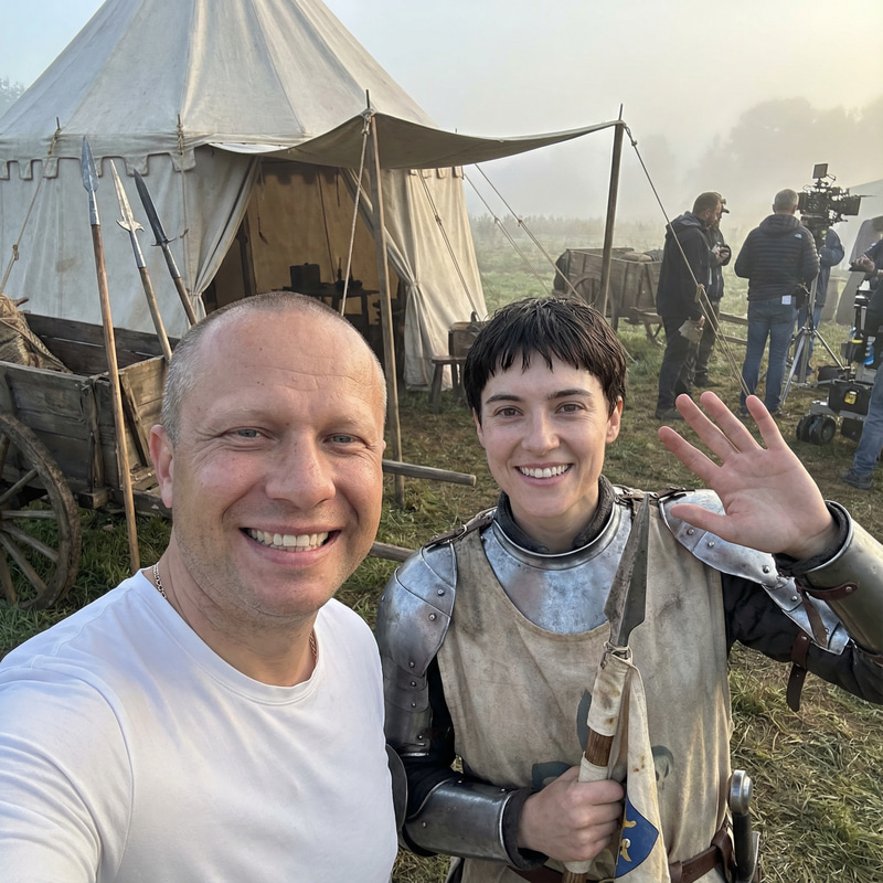 Candid Selfie with Joan of Arc in Medieval Setting