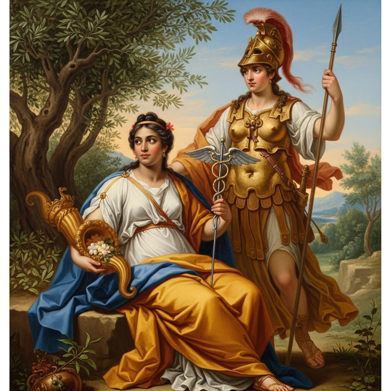 Goddesses Athena and Concordia Oil Painting Inspired by Rubens