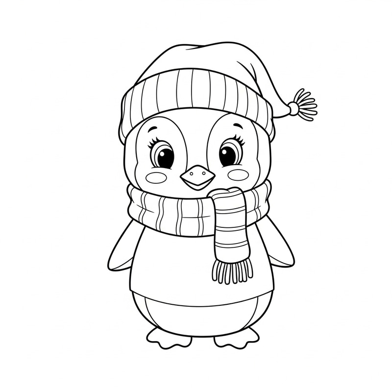 Cute Penguin Coloring Page - Classic Children's Book Style Cute Penguin Coloring Page - Classic Children's Book Style