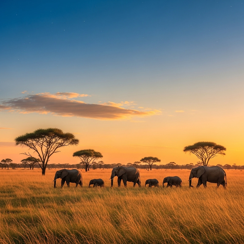 Serene African Savanna at Sunset