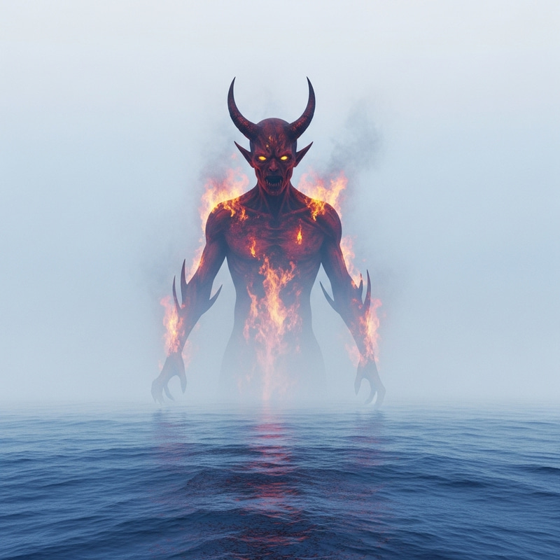 Demon Emerging from Smoke in the Middle of the Sea Demon Emerging from Smoke in the Middle of the Sea