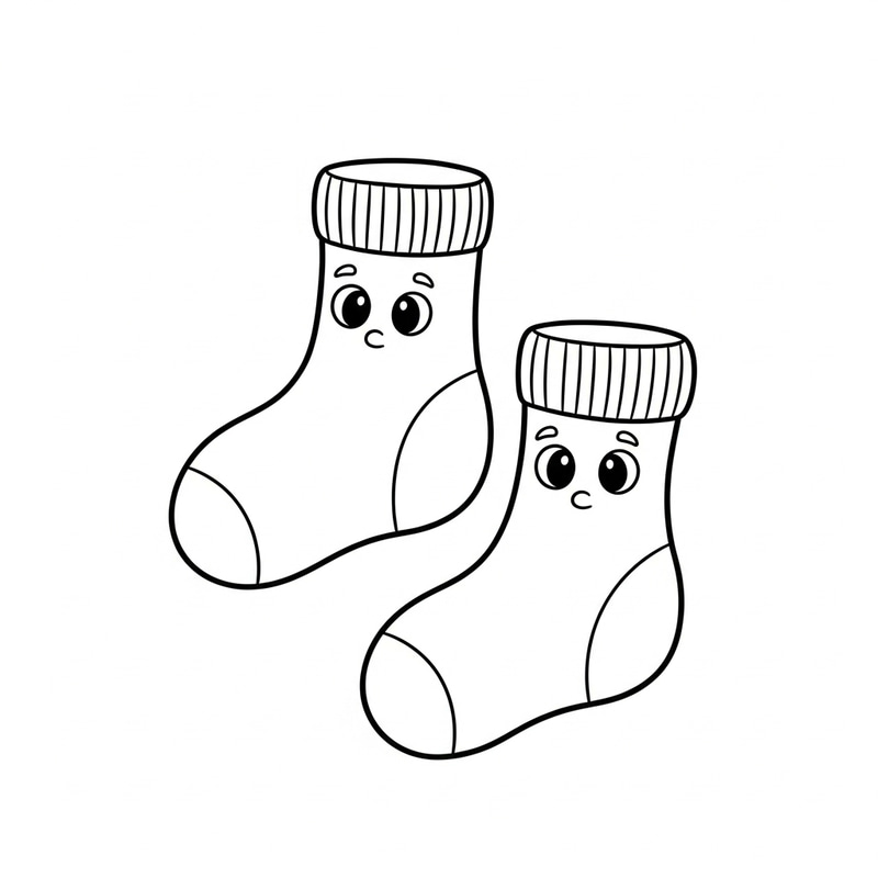 Adorable Socks Coloring Page for Kids