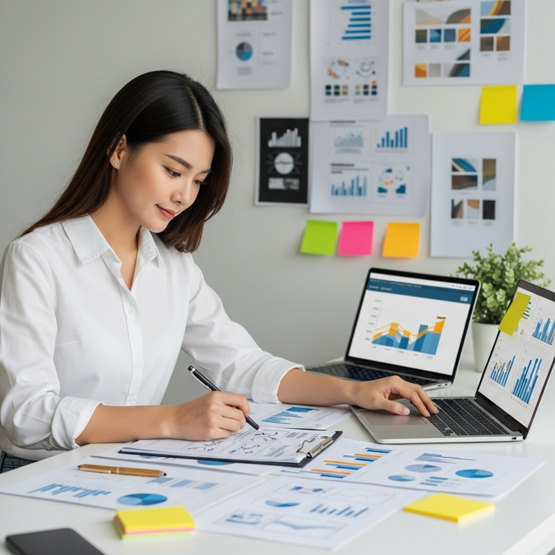 Creative Asian Marketing Manager Crafting Detailed Campaign Creative Asian Marketing Manager Crafting Detailed Campaign