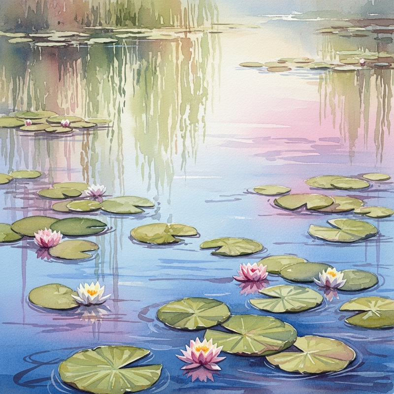 Dreamy Aquarelle Painting in Monet's Style