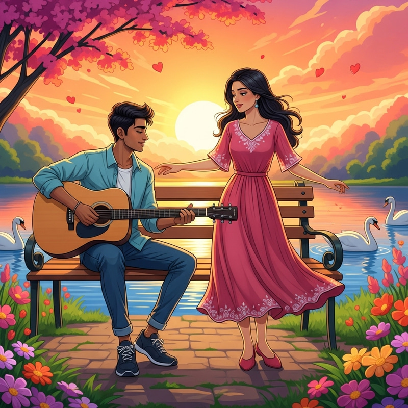 Enchanting Love Song Short Video with Diverse Couple