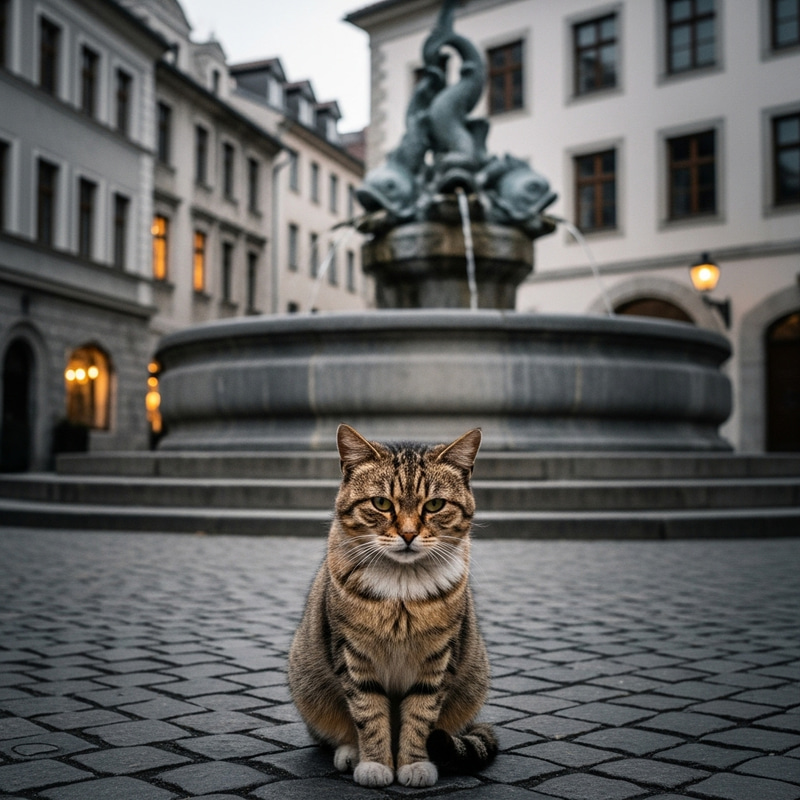 Resilient Cat in Old Town - Awe-Inspiring Urban Charm Resilient Cat in Old Town - Awe-Inspiring Urban Charm