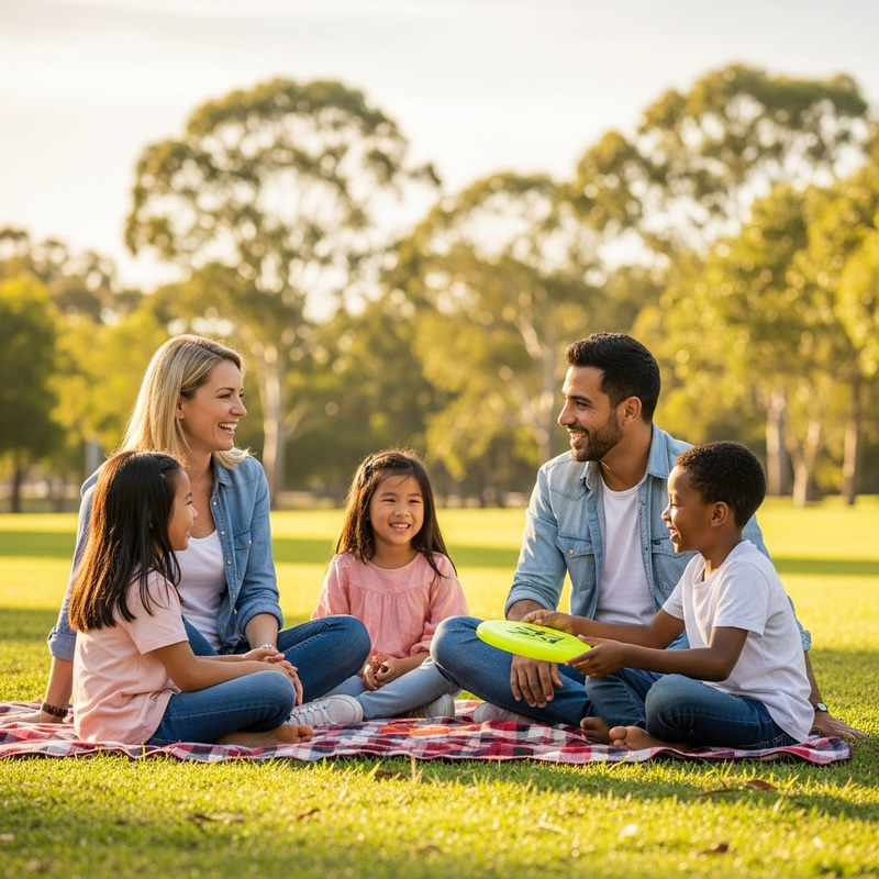 Heartwarming Family of Five Enjoying Quality Time in Park