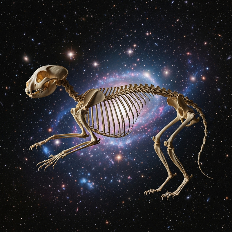 Cat Skeleton with Stars Background Cat Skeleton with Stars Background