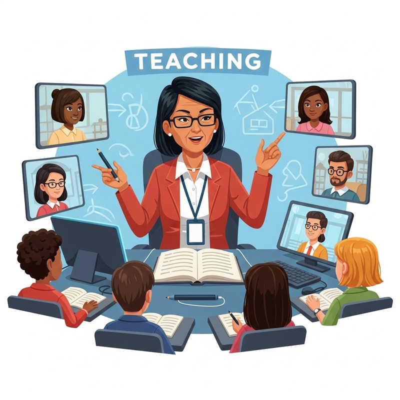 Passionate Teacher Educating Students Online