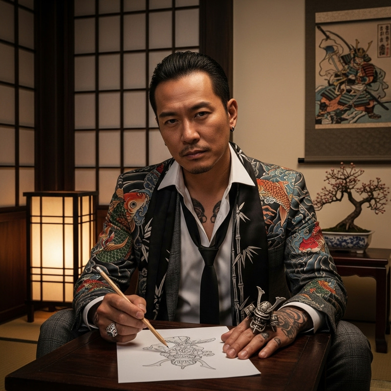 Yakuza Pencil Sketch: Traditional with a Modern Twist Yakuza Pencil Sketch: Traditional with a Modern Twist