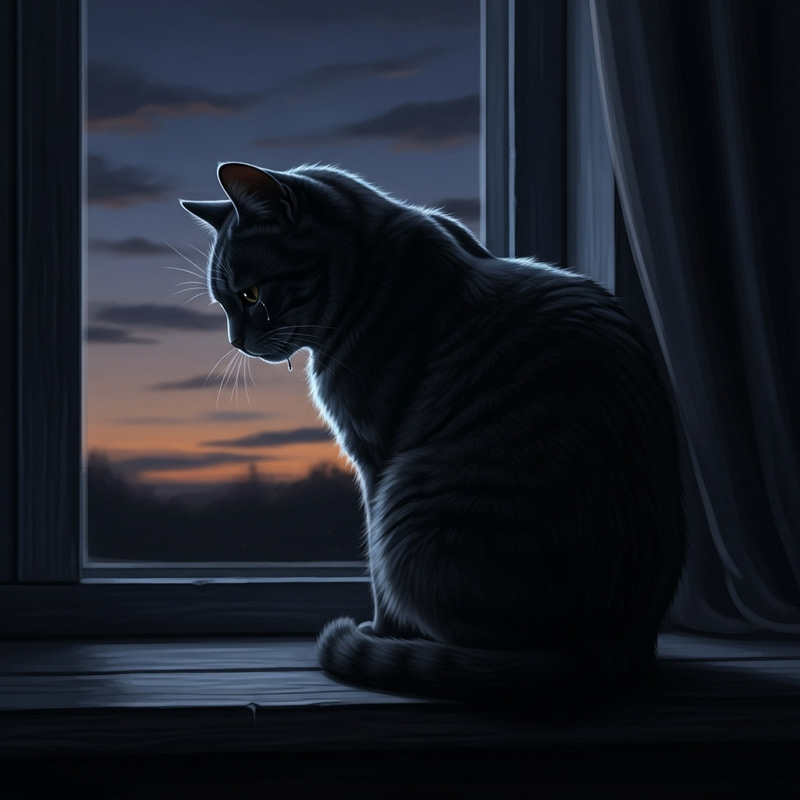 Twilight Cat - A Downcast Feline Twilight Cat - A Downcast Feline