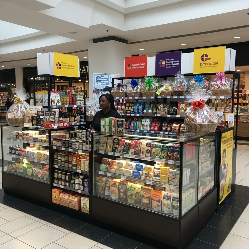 Small Kiosk Gourmet Products: Artisan Cheeses, Chocolates & Spices Small Kiosk Gourmet Products: Artisan Cheeses, Chocolates & Spices