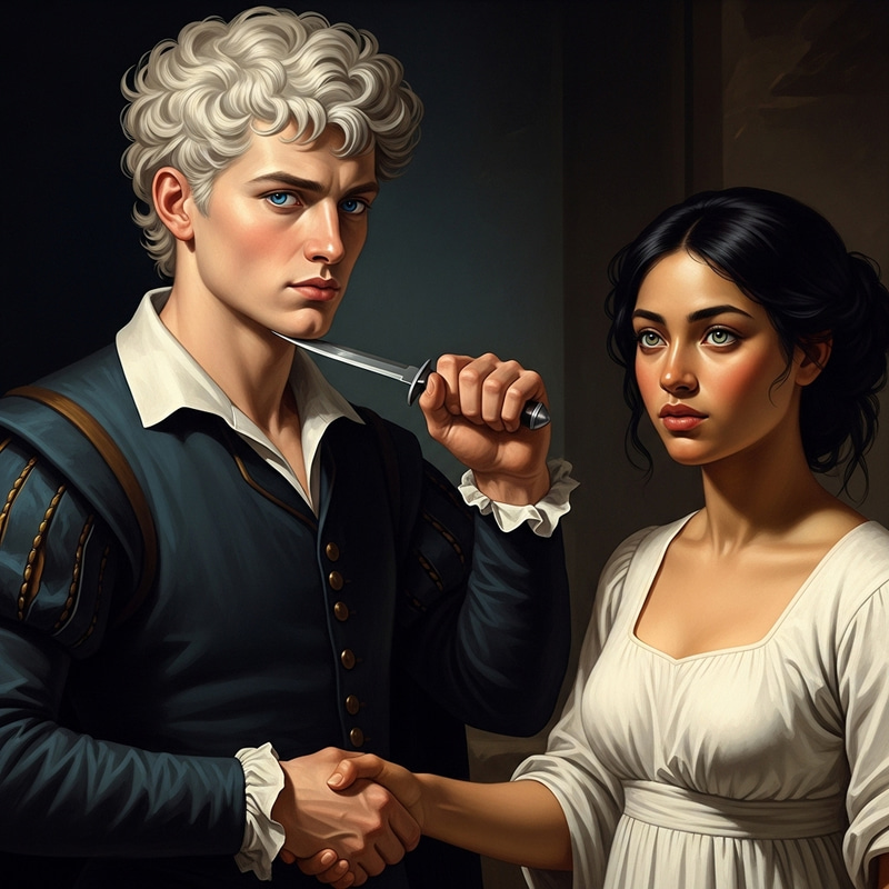 Captivating Renaissance Painting of Suspenseful Moment Captivating Renaissance Painting of Suspenseful Moment