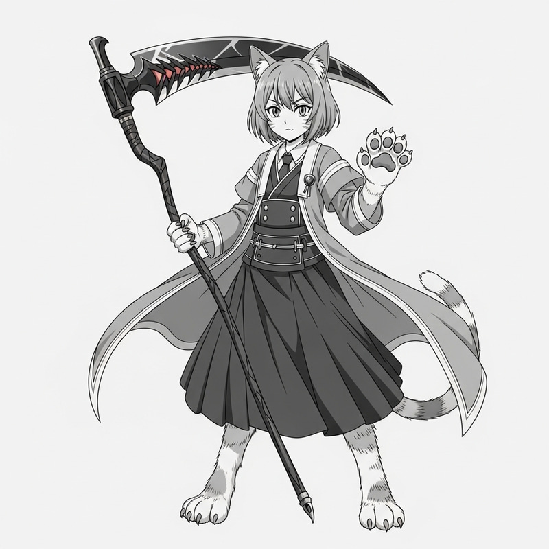 Anime Catgirl with Scythe - 3D Render