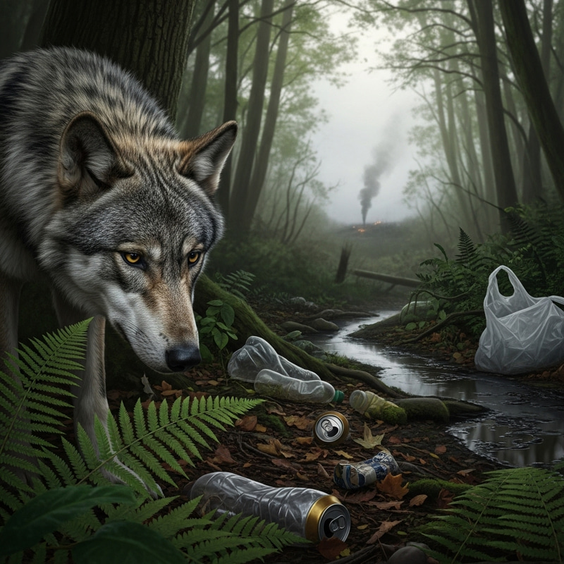 Young Wolf in the Forest