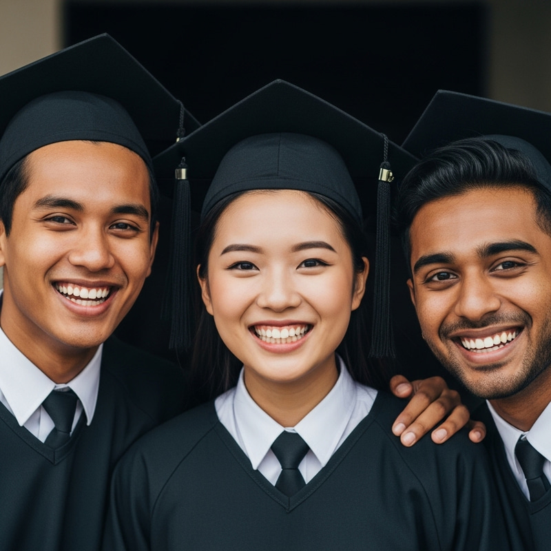 Happy Malaysian Students with Bright Smiles Happy Malaysian Students with Bright Smiles